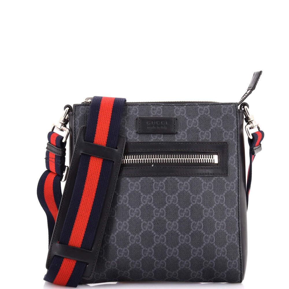 Gucci Small Web Strap Front Zip Messenger Bag